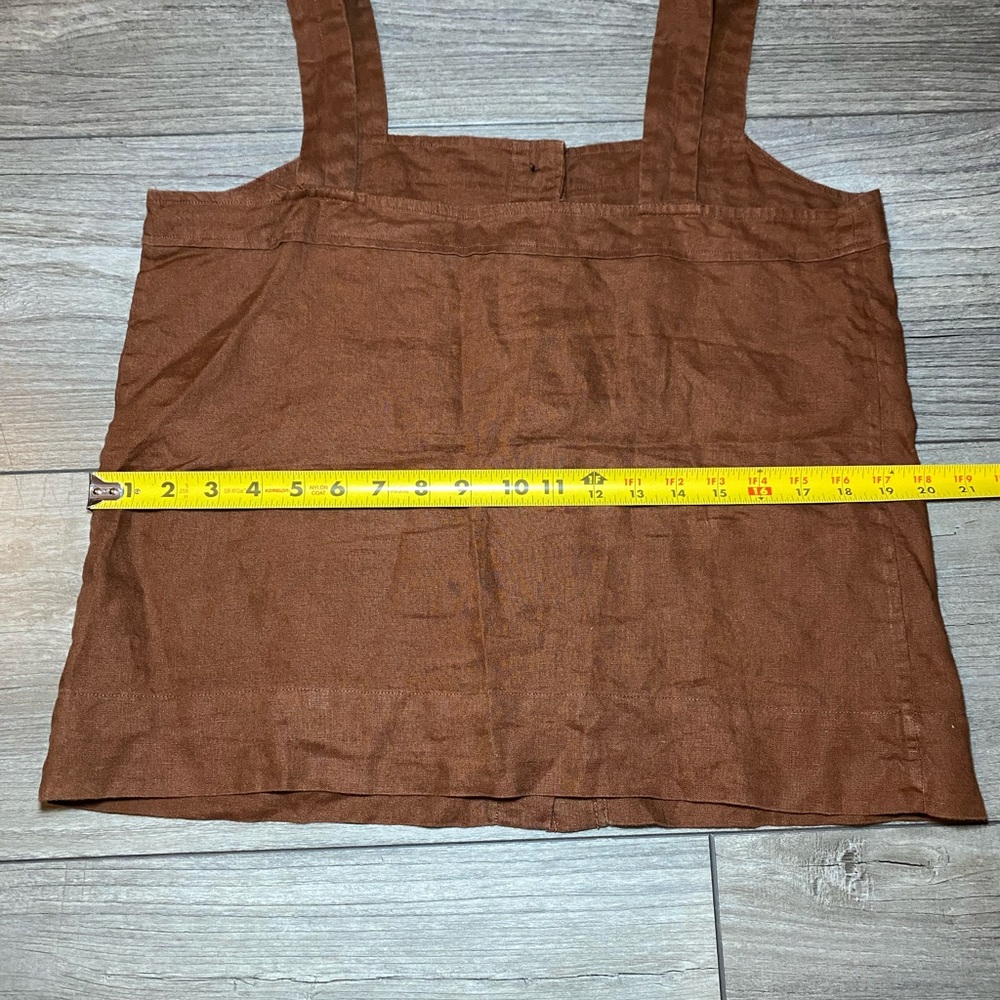 EUC Everlane Rust Brown Button-Front 100% Linen Pucnic Top Camisole Square Neck - Picture 8 of 8